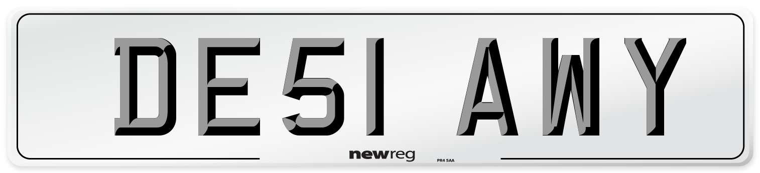 DE51 AWY Number Plate from New Reg